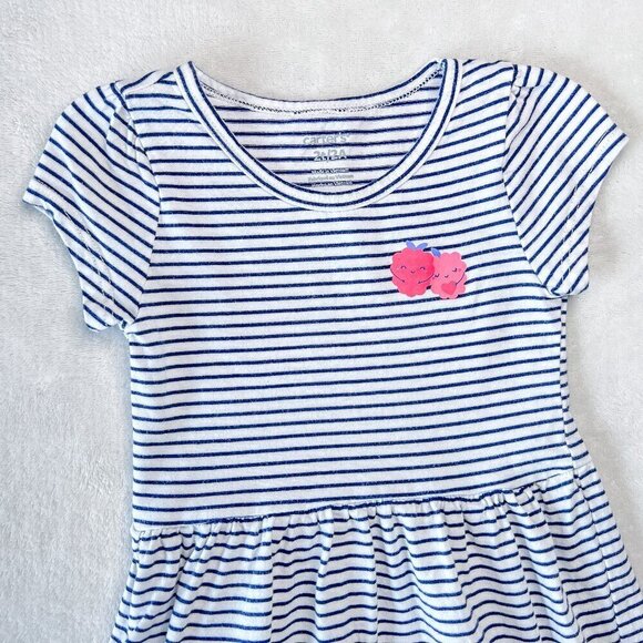 Carter's Toddler Girls Short Sleeve Dress | Skater | White Navy Stripe | 2T - Picture 3 of 7